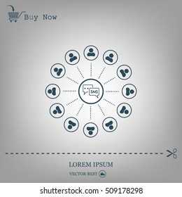 SMS icon and the people around