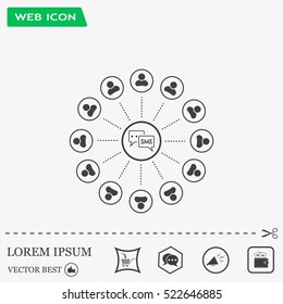 SMS icon and the people around