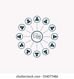 SMS icon and the people around