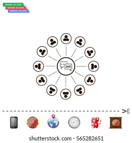 SMS icon and the people around