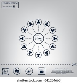 SMS icon and the people around
