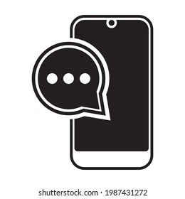 SMS icon or phone sms text message flat vector icon for apps or websites