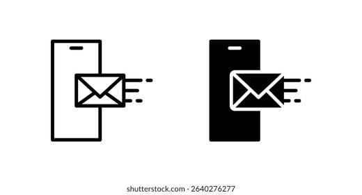 SMS Icon Set. A black icon of an SMS symbol, representing text messaging.