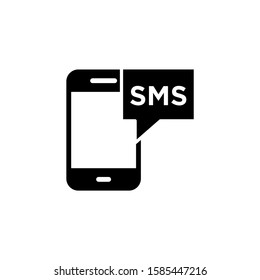 sms icon smartphone and telephone vector icon in black flat design on white background