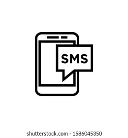 sms icon smartphone and telephone vector icon in outline style on white background