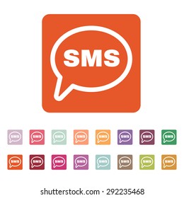 The sms icon. Text message symbol. Flat Vector illustration. Button Set