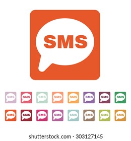 The sms icon. Text message symbol. Flat Vector illustration. Button Set