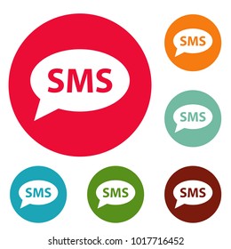 SMS icons circle set vector isolated on white background