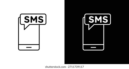 SMS icons vector symbol with editable stroke lines for web designs