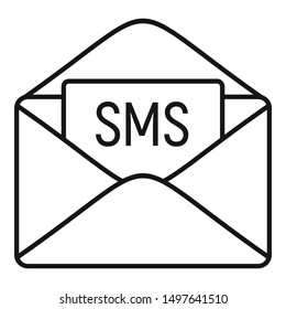Sms inbox icon. Outline sms inbox vector icon for web design isolated on white background