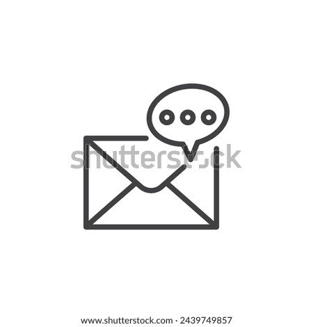 SMS Inbox line icon. linear style sign for mobile concept and web design. Envelope with chat bubble outline vector icon. Email message symbol, logo illustration. Vector graphics