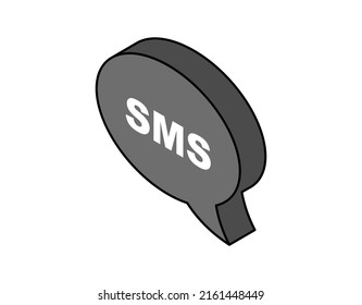 Sms isometrisches Design Symbol. Vektorgrafik, Web-Illustration. 3D-Farbkonzept