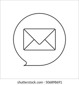 Sms letter bubble symbol sign line icon on background