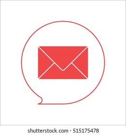 Sms letter bubble symbol sign flat icon on background