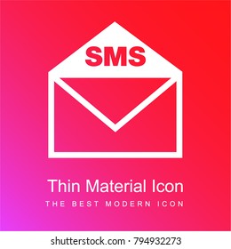 Sms letter envelope interface symbol red and pink gradient material white icon minimal design