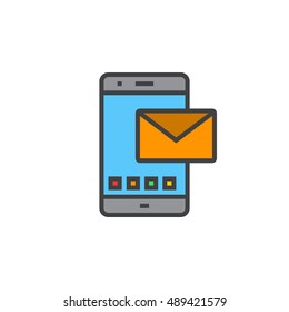 Sms line icon, message filled outline vector sign, linear colorful pictogram isolated on white, logo illustration