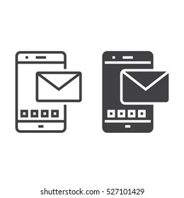 Sms line icon, message outline and filled vector sign, linear and full pictogram isolated on white, logo illustration