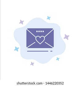 Sms, Love, Wedding, Heart Blue Icon on Abstract Cloud Background