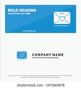 Sms, Love, Wedding, Heart SOlid Icon Website Banner and Business Logo Template