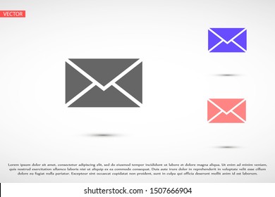 SMS mail vector icon. mail to receive SMS icon. mail to send SMS icon. mail for reading SMS flat