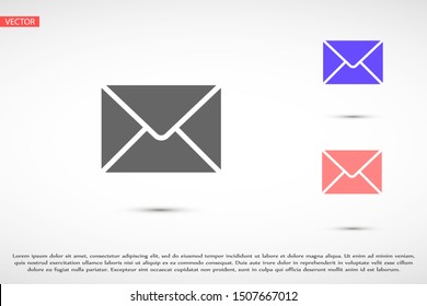 SMS mail vector icon. mail to receive SMS icon. mail to send SMS icon. mail for reading SMS flat