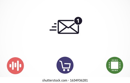 SMS mail vector icon. mail to receive SMS icon. mail to send SMS icon. mail for reading SMS flat