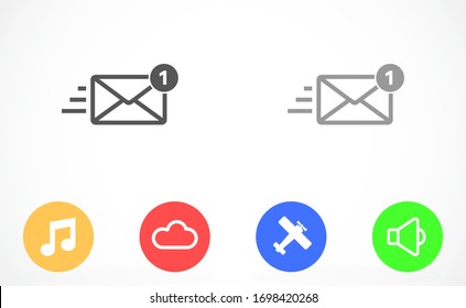 SMS mail vector icon. mail to receive SMS icon. mail to send SMS icon. mail for reading SMS flat