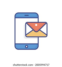 Sms Marketing vector flat outline fill icon style illustration. EPS 10 file 