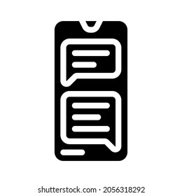 vector de icono de glifo de conversación de mensajes sms. signo de conversación de mensaje sms. símbolo de contorno aislado ilustración negra