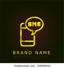 SMS Message golden metallic logo