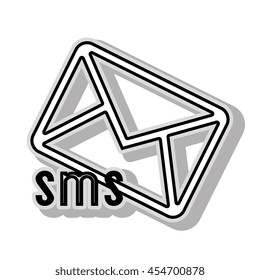 SMS message icon ,isolated black and white flat icon design