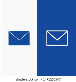 Sms, Message, Mail, Sand Line and Glyph Solid icon Blue banner Line and Glyph Solid icon Blue banner. Vector Icon Template background