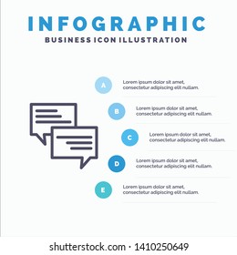 Sms, Message, Popup, Bubble, Chat Line icon with 5 steps presentation infographics Background