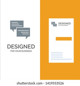 Sms, Message, Popup, Bubble, Chat Grey Logo Design and Business Card Template