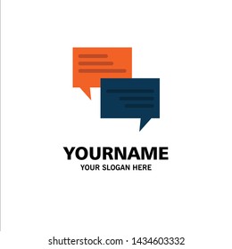 Sms, Message, Popup, Bubble, Chat Business Logo Template. Flat Color
