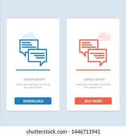 Sms, Message, Popup, Bubble, Chat  Blue and Red Download and Buy Now web Widget Card Template