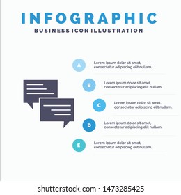 Sms, Message, Popup, Bubble, Chat Solid Icon Infographics 5 Steps Presentation Background