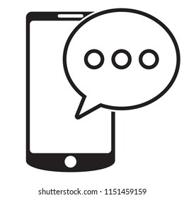 SMS message in smartphone icon. SMS message icon in flat style isolated on white background. Sms symbol in phone.