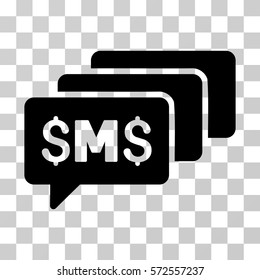 SMS Messages icon. Vector illustration style is flat iconic symbol, black color, transparent background. Designed for web and software interfaces.