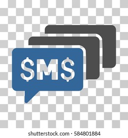 SMS Messages icon. Vector illustration style is flat iconic bicolor symbol, cobalt and gray colors, transparent background. Designed for web and software interfaces.