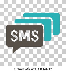 SMS Messages icon. Vector illustration style is flat iconic bicolor symbol, grey and cyan colors, transparent background. Designed for web and software interfaces.