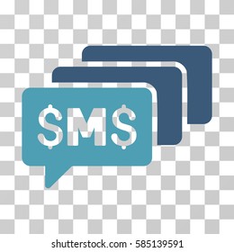 SMS Messages icon. Vector illustration style is flat iconic bicolor symbol, cyan and blue colors, transparent background. Designed for web and software interfaces.