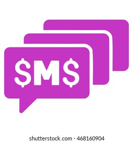 SMS Messages icon. Vector style is flat iconic symbol with rounded angles, violet color, white background.