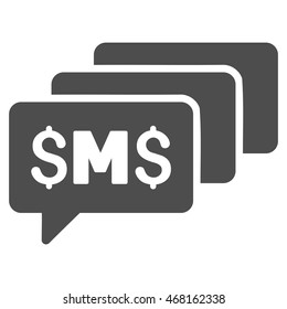 SMS Messages icon. Vector style is flat iconic symbol with rounded angles, gray color, white background.