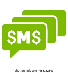 SMS Messages icon. Vector style is flat iconic symbol with rounded angles, eco green color, white background.