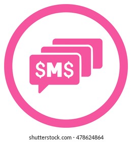 SMS Messages rounded icon. Vector illustration style is flat iconic symbol, pink color, white background.