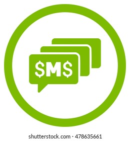 SMS Messages rounded icon. Vector illustration style is flat iconic symbol, eco green color, white background.