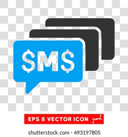 SMS Messages vector icon. Image style is a flat blue and gray pictograph symbol.