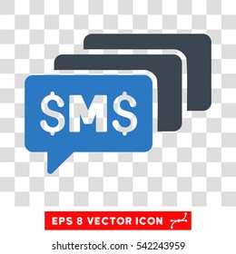 SMS Messages vector icon. Image style is a flat smooth blue pictogram symbol.