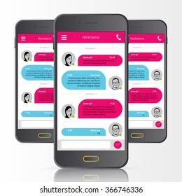 Sms messenger. Speech bubbles. Phone chat interface. Vector illustration